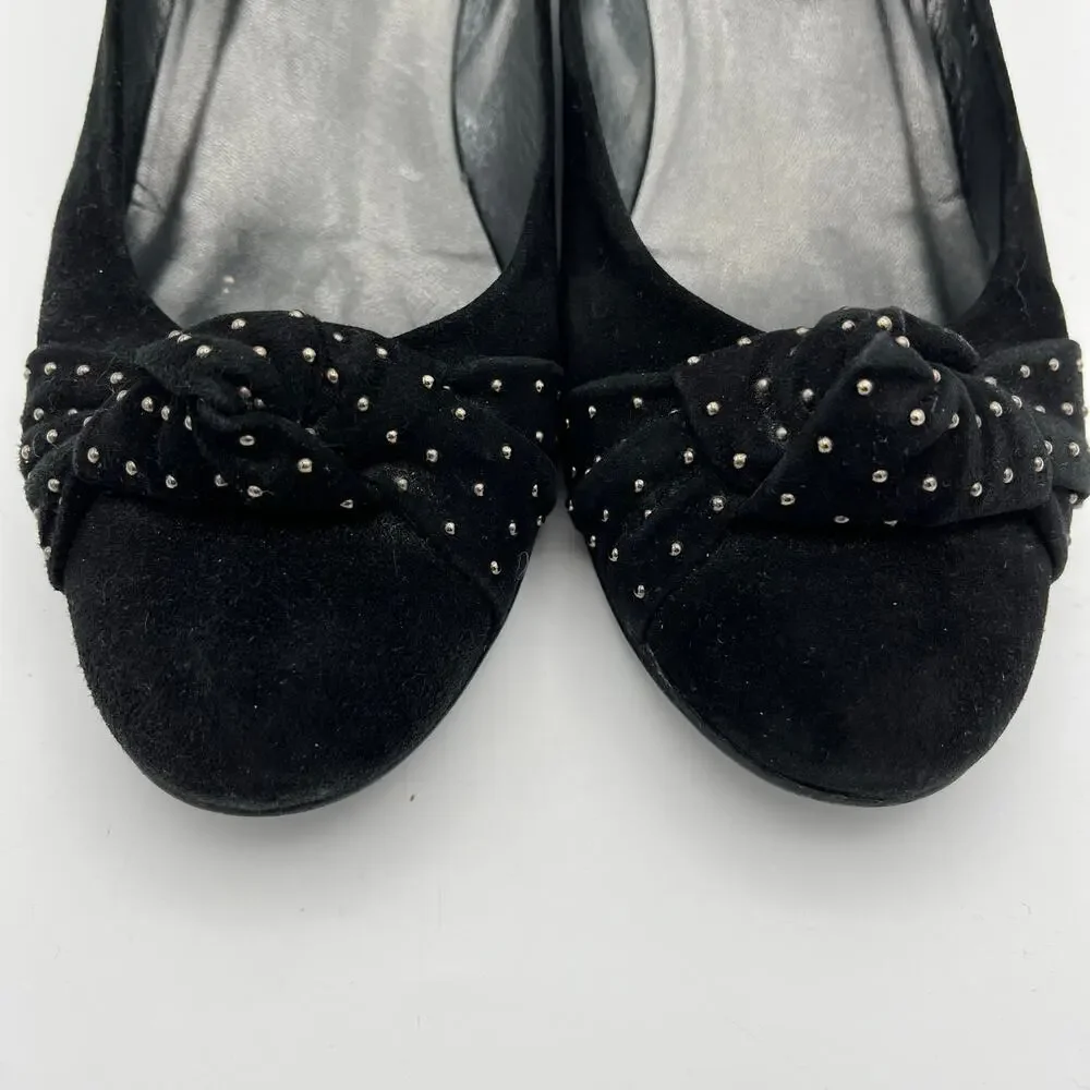 Stuart Weitzman Women's Black Suede Closed Toe Wedge Pumps Size 8 1/2 M - Picture 5 of 10